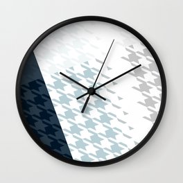 Modern Houndstooth Reinterpreted A – Navy / Gray / White Checked Pattern Wall Clock