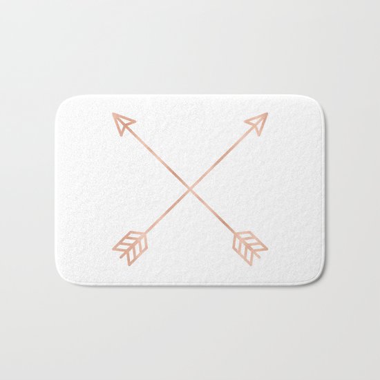 Rose Gold Arrows on White Bath Mat