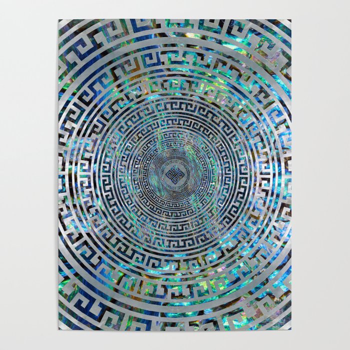 Circular Greek Meander Pattern - Greek Key Ornament Poster