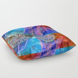 Colorful Blue And Red Art - Amused Floor Pillow