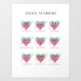 Rainbow Angel Numbers Art Print