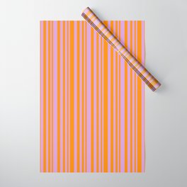 [ Thumbnail: Plum and Dark Orange Colored Striped/Lined Pattern Wrapping Paper ]