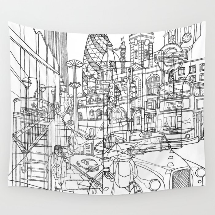 London! Wall Tapestry by David Bushell  Society6