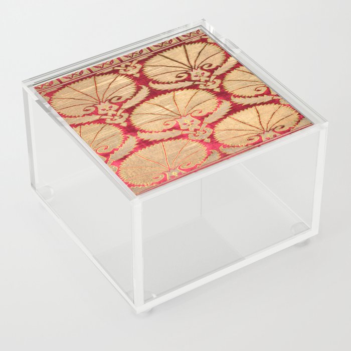 Antique Turkish Carnations Textile Red Acrylic Box