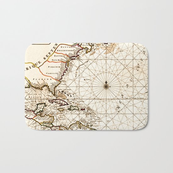 Vintage Atlantic Ocean Map Bath Mat