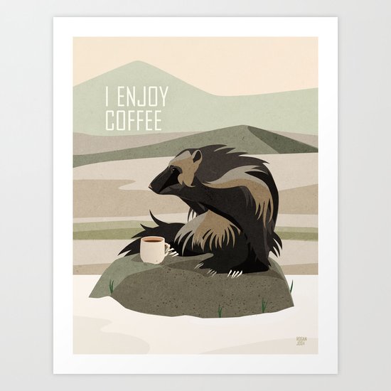 Wolverine Enjoys Coffee Art Print