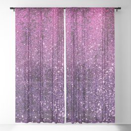 Purple Pink Ombre Lady Glitter #1 (Faux Glitter) #shiny #decor #art #society6 Sheer Curtain