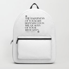 The happiness of your life. Marcus Aurelius Backpack | Lifequotes, Marcusaurelius, Stoicismquotes, Spiritualquotes, Typography, Typographyquotes, Black And White, Stoicquotes, Inspirationalquotes, Stoic 