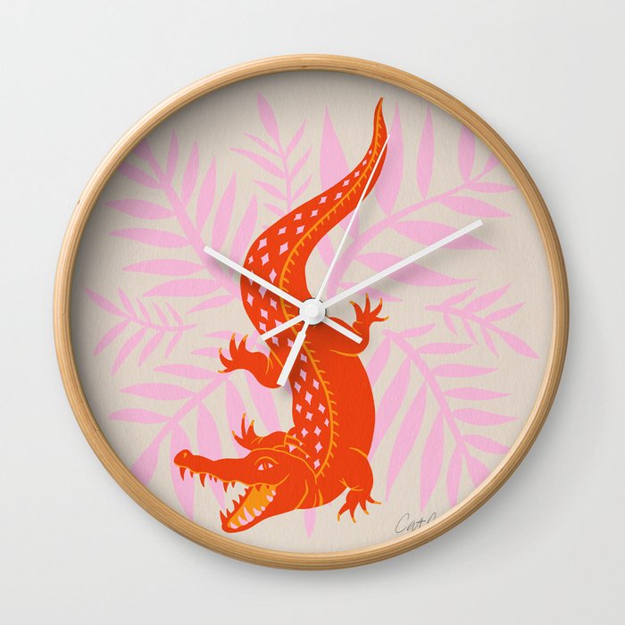 Crocodile – Orange & Pink Wall Clock