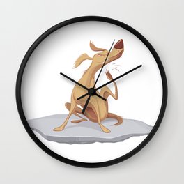 Itchy Dog Cartoon Illustration Wall Clock