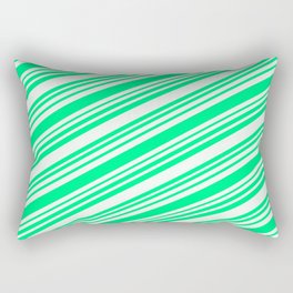[ Thumbnail: Green and Mint Cream Colored Lines/Stripes Pattern Rectangular Pillow ]