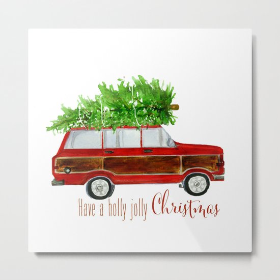 Christmas Wagoneer Metal Print