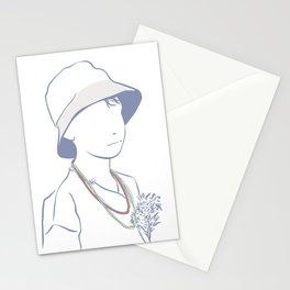 Line drawing boy with hat Stationery Card