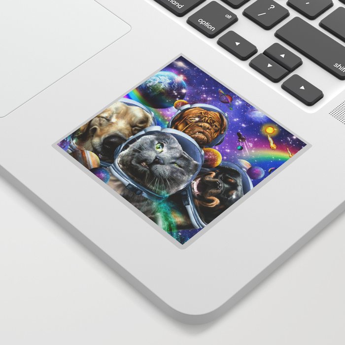 Space Cat And Dogs Selfie  Sticker