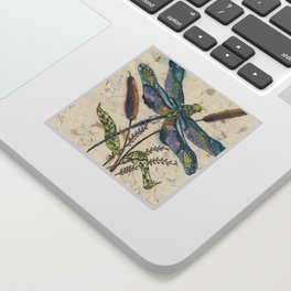 ""Dragonflies and Cattails" Sticker