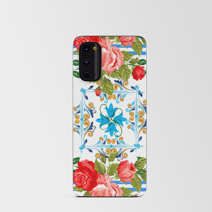 Italian,Sicilian art,majolica,tiles,Flowers Android Card Case