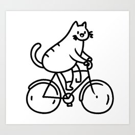 fat cat riding bike Art Print