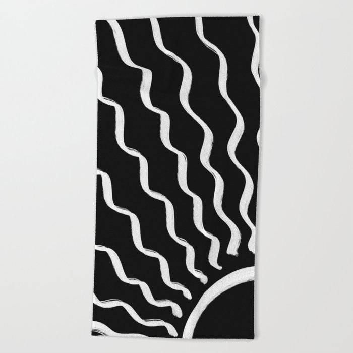 Sun Abstract Black and White Decor Beach Towel