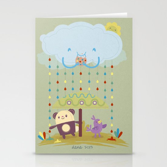 color raindrops keep falling on my head Stationery Cards