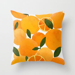 mediterranean oranges still life  Throw Pillow