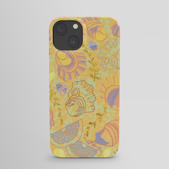 Coastal Oysters on the Beach in Pastel Yellow & Orange iPhone Case