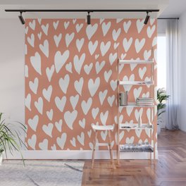 Valentines day hearts explosion - coral Wall Mural