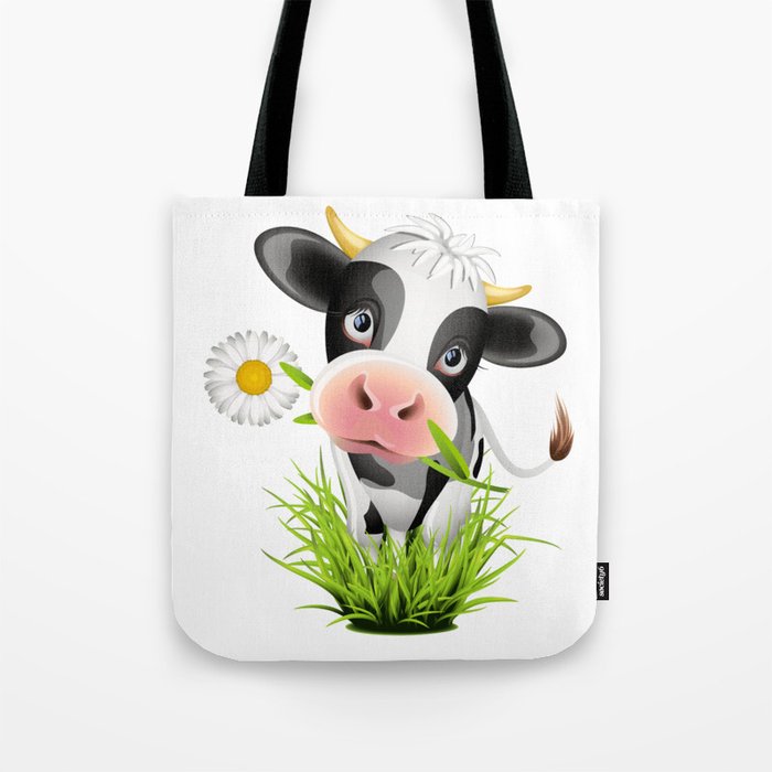 Cute Holstein cow in grass Tote Bag