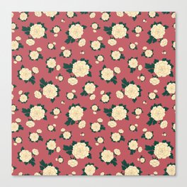 Oriental Flower | dark pink pattern Canvas Print