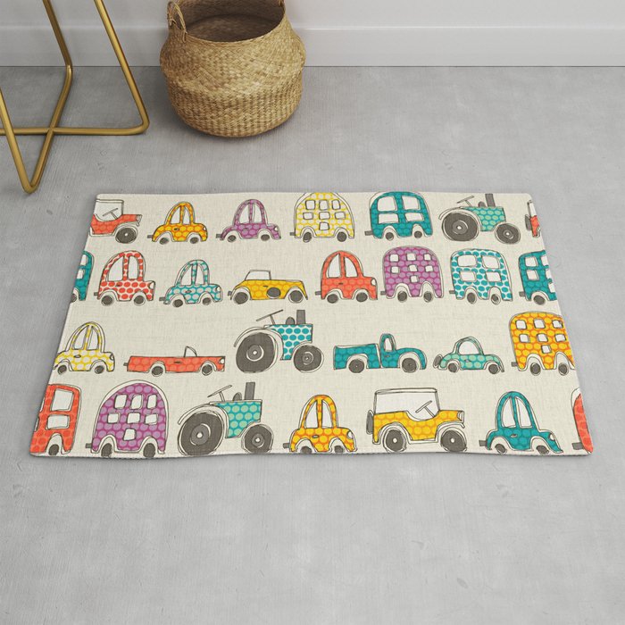 retro rides eggshell Rug