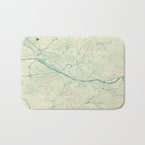 Florence Map Blue Vintage Bath Mat