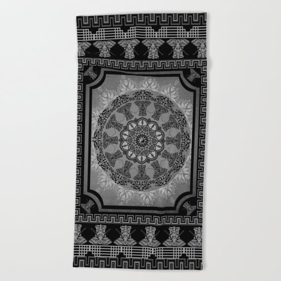 Indian Elephants Yin Yang Mandala Beach Towel
