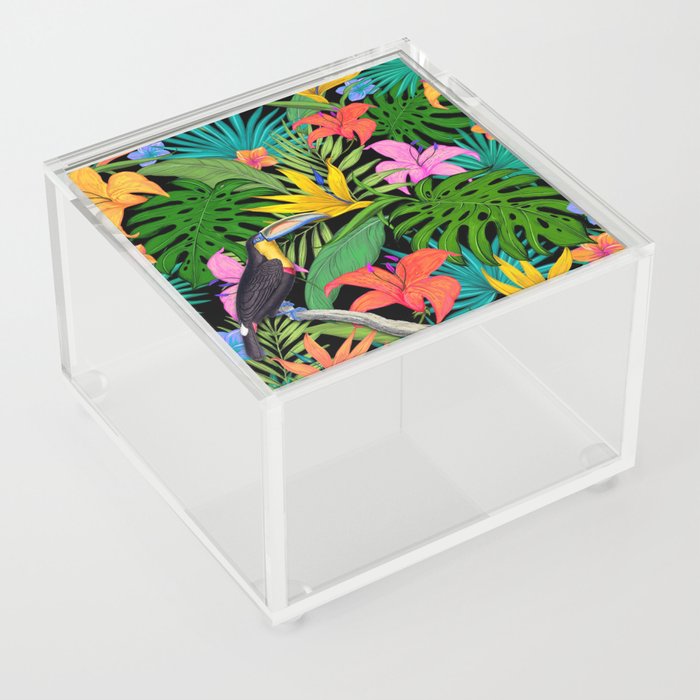 Toucan Hibiscus Floral Colorful Pattern Acrylic Box