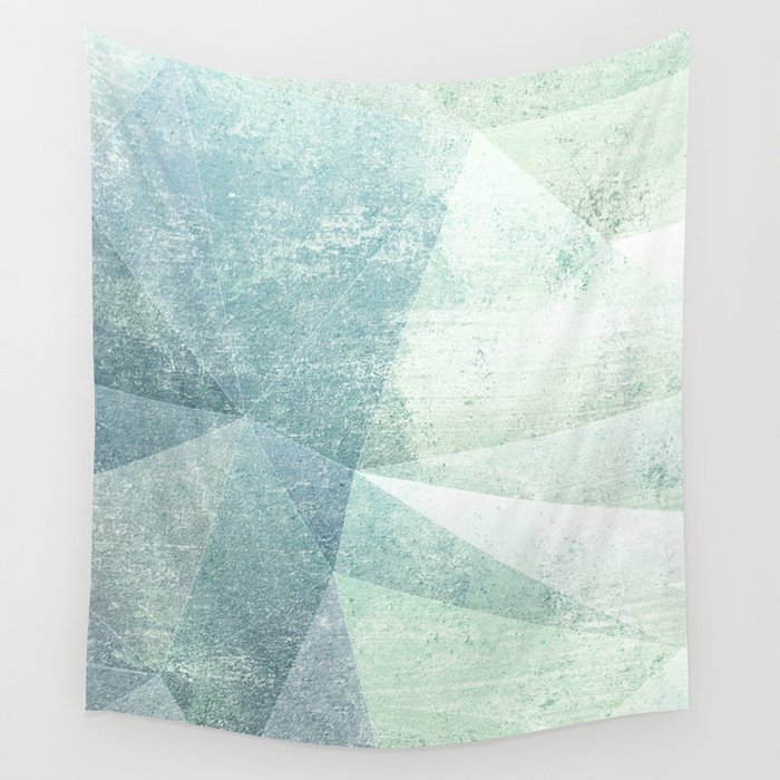 Frozen Geometry - Teal & Turquoise Wall Tapestry