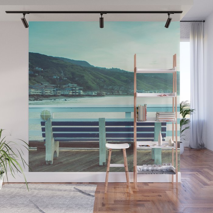 Pastel retro Malibu V bench Wall Mural