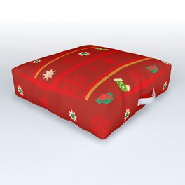 Christmas Pattern Retro Red Tiny Items Outdoor Floor Cushion