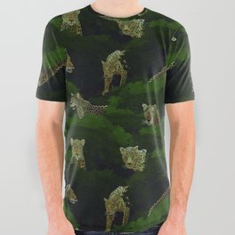 seamless pattern of hidden leopards among green foliage All Over Graphic Tee