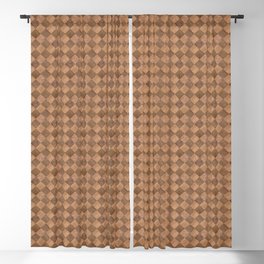  Diagonal Light and Dark Wood Checkerboard Chess Marquetry Pattern Blackout Curtain