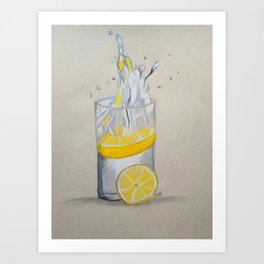 Lemon in water Art Print