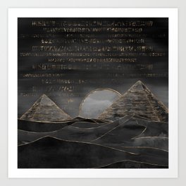 Egyptian Pyramids Abstract Watercolor and Gold Art Print