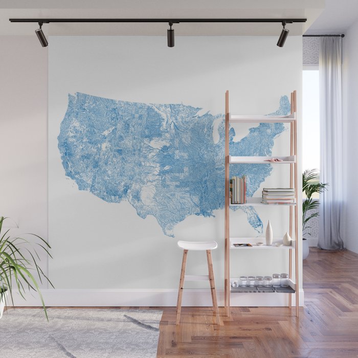 United States River Map US Wall Mural