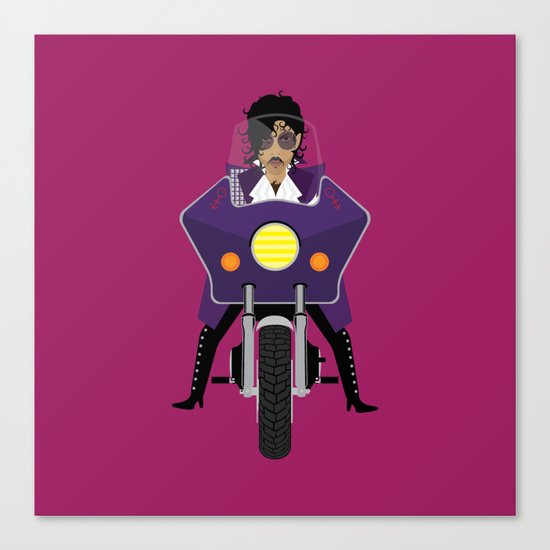 The Emoji-fication of His Purple Majesty: Motorcycle Canvas Print