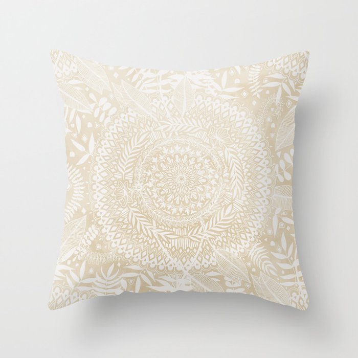 Medallion Pattern in Pale Tan Throw Pillow