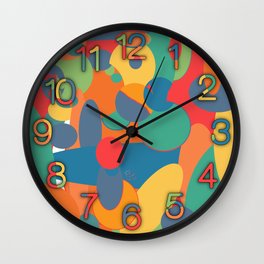 Abstract Composition of Colored Rounds Wall Clock