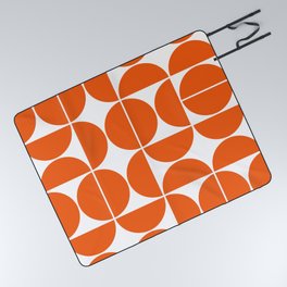 Mid Century Modern Geometric 04 Orange Picnic Blanket