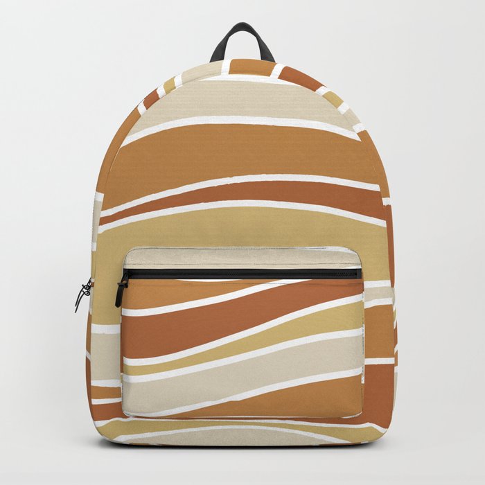 Retro Wavy Lines Pattern Orange, Yellow and Cream Backpack