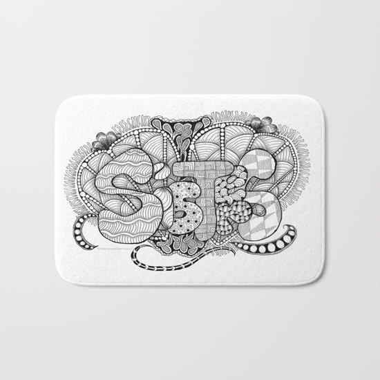 Zentangle Sisters Illustration Bath Mat