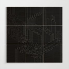 Dark Tech City Wood Wall Art