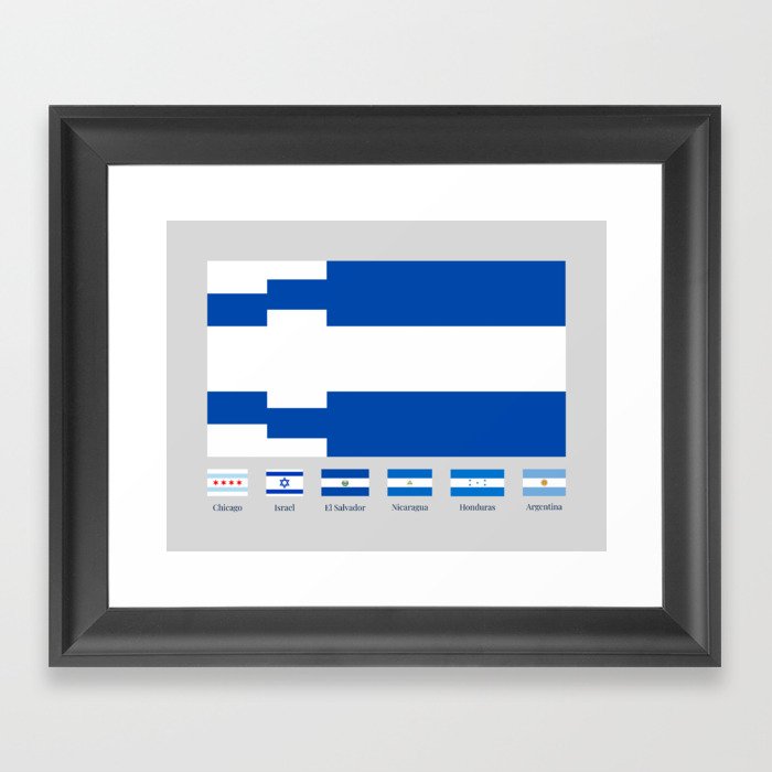 Awesome Flags Hanging Out Together - Blue Framed Art Print