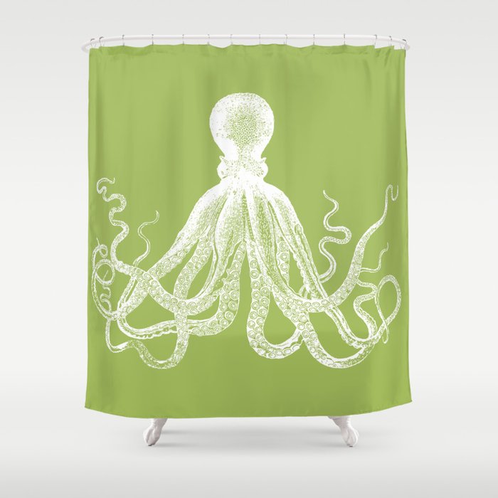 Octopus in Spring Green Shower Curtain