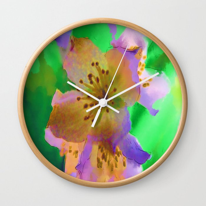Purple Flowers - Watercolour Painting Wall Clock